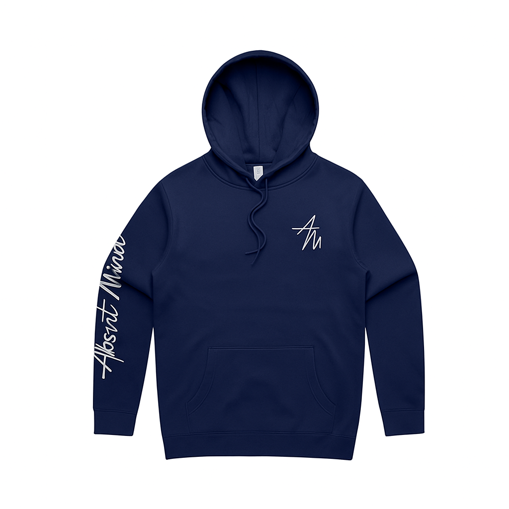 NAVY SCRIPT HOODIE
